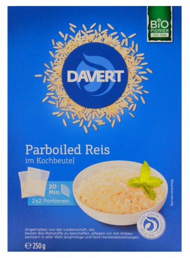 Davert Bio Parboiled Reis 3 x 250g Packungen