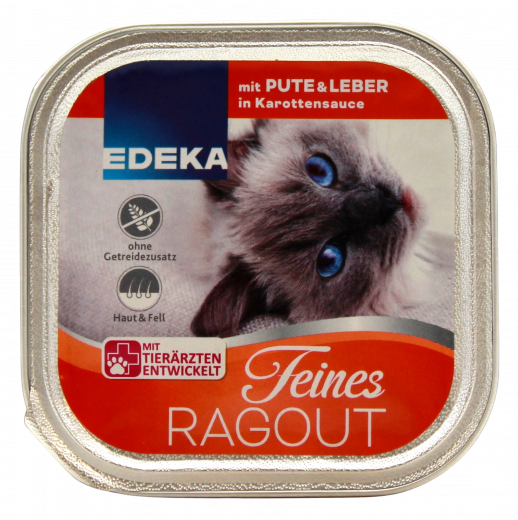 Edeka Feines Ragout mit Pute und Leber in Karottensauce 16 x 100g Becher