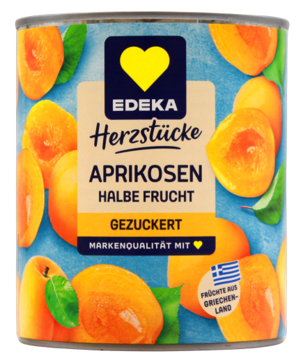 Edeka Herzstücke Aprikosen halbe Frucht gezuckert, 6 x 480g Dose