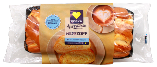 Edeka Herzstücke Hefezopf mit Frischkäsefüllung, 6 x 440g Hefezopf