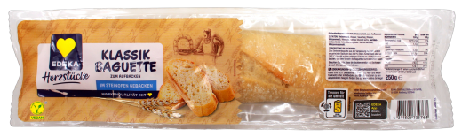 Edeka Herzstücke Klassik Baguette zum Aufbacken, 10 x 250g Steinofenbaguette