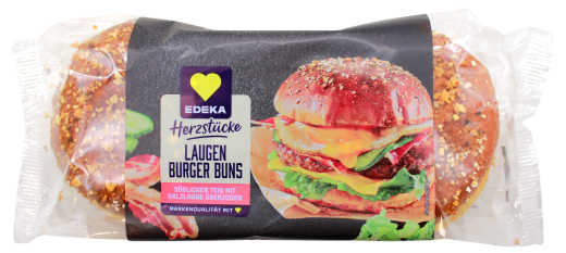 Edeka Herzstücke Laugen Burger Buns, 8 x 300g Packung