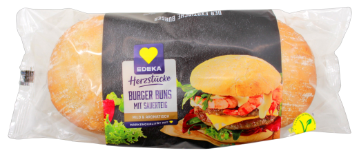 Edeka Herzstücke Burger Buns mit Sauerteig mild & aromatisch, 7 x 360g Packung