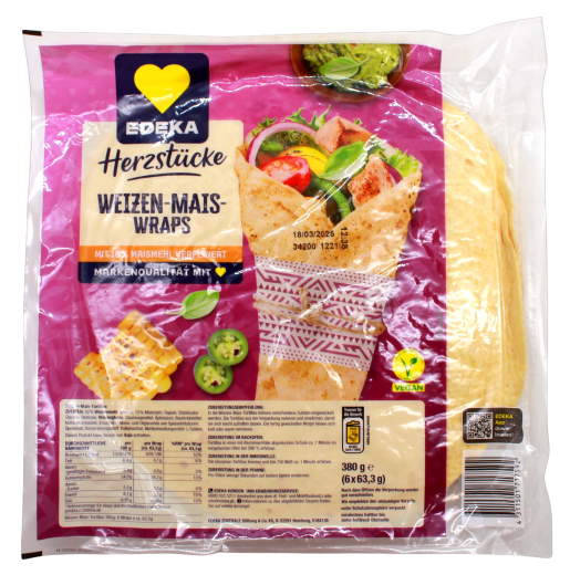 Edeka Herzstücke Weizen-Mais-Wraps, 14 x 380g Packung