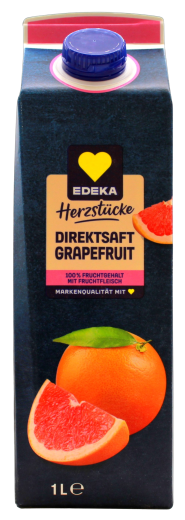 Edeka Herzstücke Grapefruit Direktsaft mit Fruchtfleisch, 8 x 1 l Getränkekarton