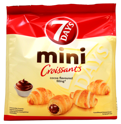 7 Days mini Croissants mit Kakaocreme-Füllung, 10 x 185g Beutel