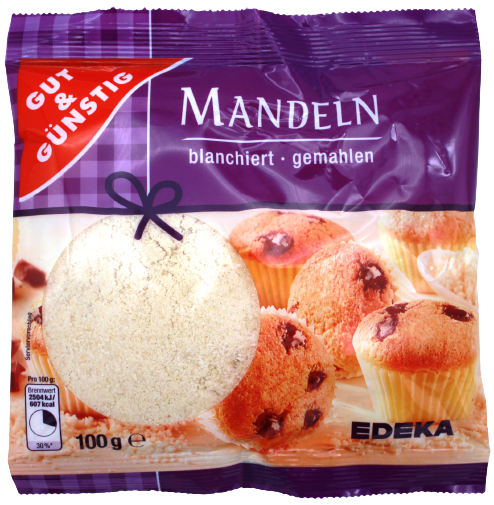 Gut & Günstig Mandeln blanchiert und gemahlen 25 x 100g Tüten