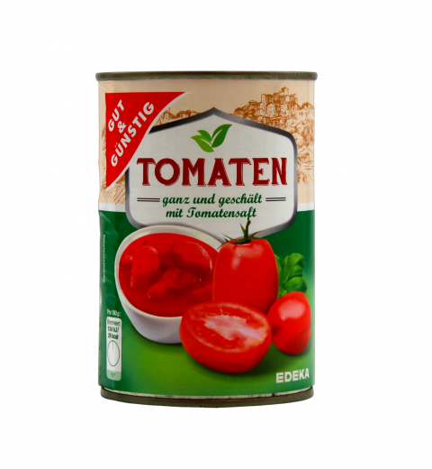 Gut & Günstig Tomaten ganz und geschält mit Tomatensaft 12 x 400g Dosen