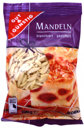 Gut & Günstig Mandeln gestiftelt 25 x 100g Tüten