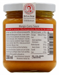 Berge Mango Curry Sauce 3 x 200ml Gläser