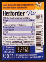 Herforder Pils 4.8% vol., 27 x 330ml Flaschen MEHRWEG