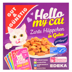 Gut & Günstig Hello my Cat Zarte Häppchen in Gelee, 4 x 800g Packungen