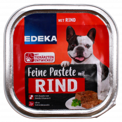 Edeka Feine Pastete mit Rind Hundefutter, 10 x 300g Becher