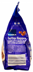 Edeka Saftige Happen mit Rind und Karotten Komplett-Mahlzeit für Hunde 5 x 1500g Packungen