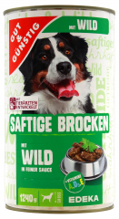 Gut & Günstig Saftige Brocken mit Wild in feiner Sauce, 6 x 1240g Dosen