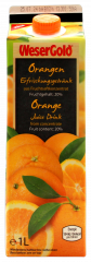 WeserGold Orange Fruchtsaftgetränk, 8 x 1000ml Packungen