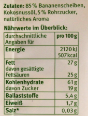 Kluth Bananen-Chips knusprig geröstet, 7 x 250g Packungen