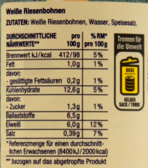 Edeka Herzstücke weisse Riesenbohnen, 6 x 240g Dose