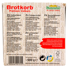 Mestermacher Brotkorb premium Vollkornbrot, 12 x 500g Packung