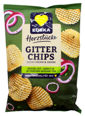 Edeka Herzstücke Gitter Chips Sour Cream & Onion, 6 x 125g Beutel