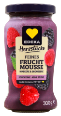 Edeka Herzstücke feines Fruchtmousse Himbeere & Brombeere, 10 x 300g Glas