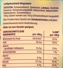 Edeka Herzstücke luftgetrocknete Ringsalami Pur Porc mit Edelschimmel, 6 x 300g Salami