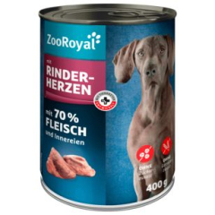 ZooRoyal Hundefutter mit Rinderherzen, 6 x 400g Dose