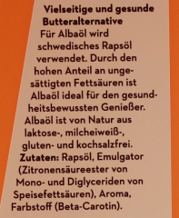 Albaöl Schwedische Rapsölzubereitung mit Buttergeschmack 1 x 2l Kanister