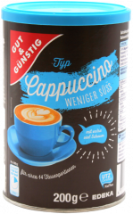 Gut & Günstig Cappuccino weniger süss 4 x 200g Dosen