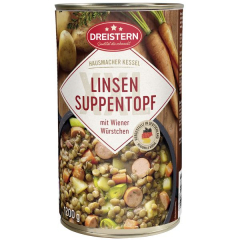 Dreistern Linseneintopf mit Würstchenscheiben 6 x 1200g Dosen