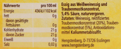 Hengstenberg Balsamico Bianco 2 x 2000ml Kanister