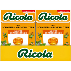 Ricola Ingwer Orangenminze ohne Zucker 20 x 50g Boxen